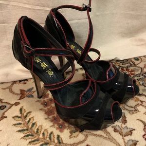 Lamb black and red shoes